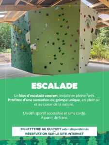 Nouveau bloc d'escalade couvert en forêt au parc Aventure Floreval à Bruyères-le-Châtel